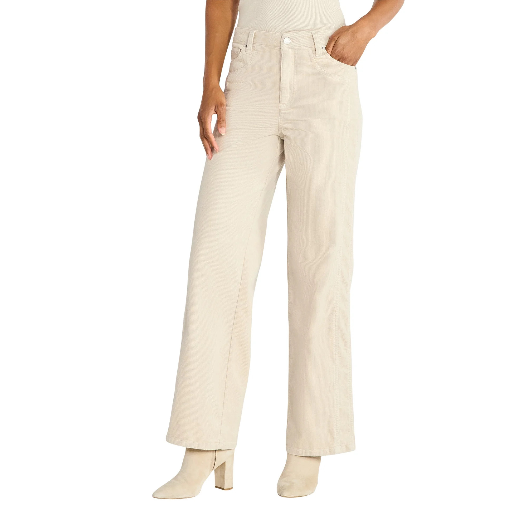 Time and Tru Women's and Women's Plus Corduroy Seamed Wide Leg Pants, 31" Inseam, Sizes 2-22 | Walmart (US)