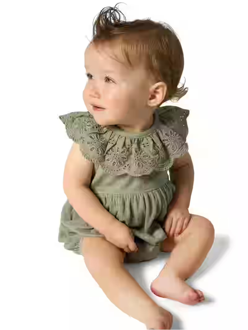 Modern Moments by Gerber Baby Girl Cotton Ruffle Novelty Lace Bubble Romper, Sizes 0/3 Months - 2... | Walmart (US)