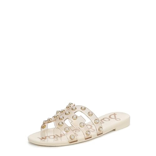 Sam Edelman Women's Bay Jelly Flat Sandal, Transparent Ivory, 11 Medium | Amazon (US)