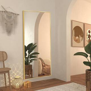 22 in. W x 65 in. H Modern Rectangle Aluminum Alloy Full Length Mirror Gold Wall Mounted/Standing Mirror Floor Mirror | The Home Depot