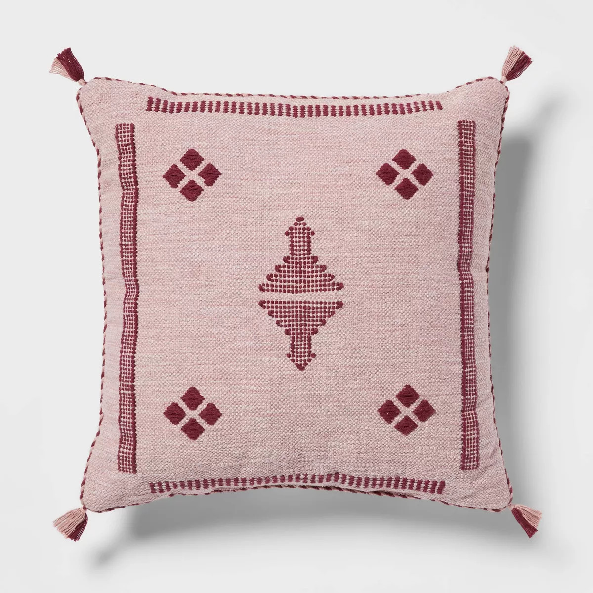 Cactus Silk Woven Square Diamond Dec Pillow Mauve - Threshold™ | Target
