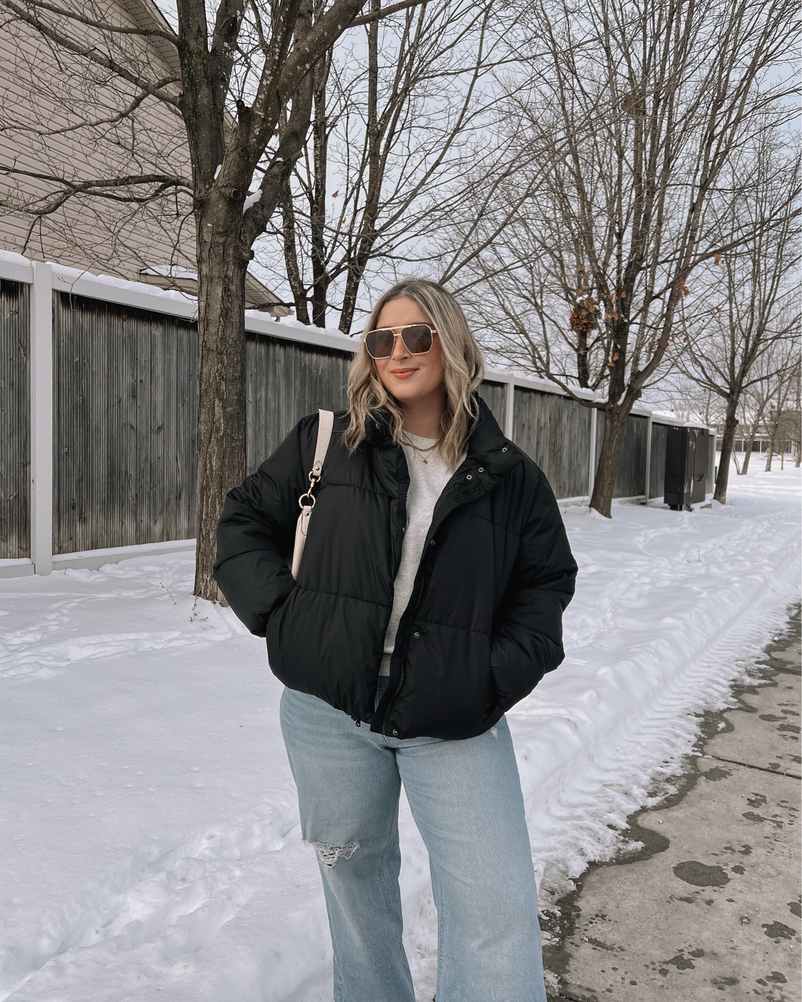 Old Navy puffer jacket is 50% off! It’s quite warm - it was -5C/23F here and I was fine! Fits TTS, wearing L. Also wearing L in the sweatshirt, and 12 in the jeans


#LTKsale #LTKwinter #LTKmidsize