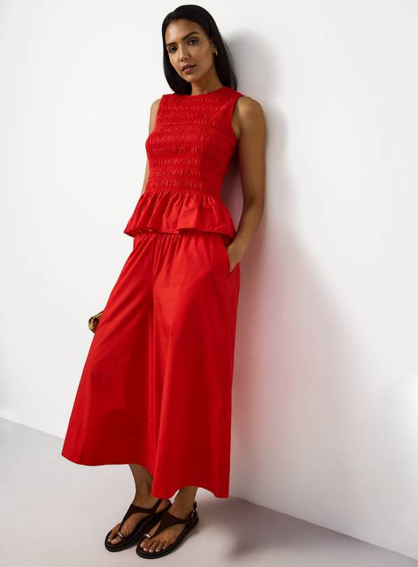 Buy Bright Red Poplin Shirred Sleeveless Co-ord Top 6 | Tops | Tu | Tu Clothing