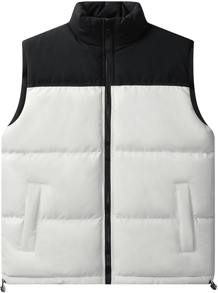 Maiyifu-GJ Men's Warm Plus Size Puffer Vest Color Block Thickened Sleeveless Jacket Casual Stylis... | Amazon (US)