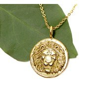 Roman Lion Necklace, Sun Symbol, Gold Medallion Pendant Leo Necklace | Etsy (US)