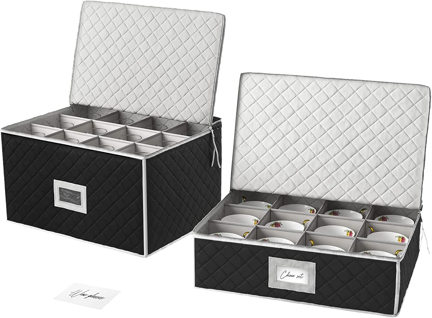 Woffit Wine Glass Storage - Set of 2 Quilted Packing Containers for Mugs & Glassware - Stemware a... | Amazon (US)
