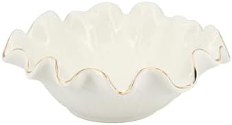 8 Inch Small Lotus Ceramic Decorative Bowl, about15 oz Capacity, Modern Ruffle Lotus Leaf with Go... | Amazon (US)