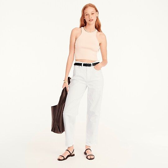 High-rise Peggy tapered jean in white | J.Crew US