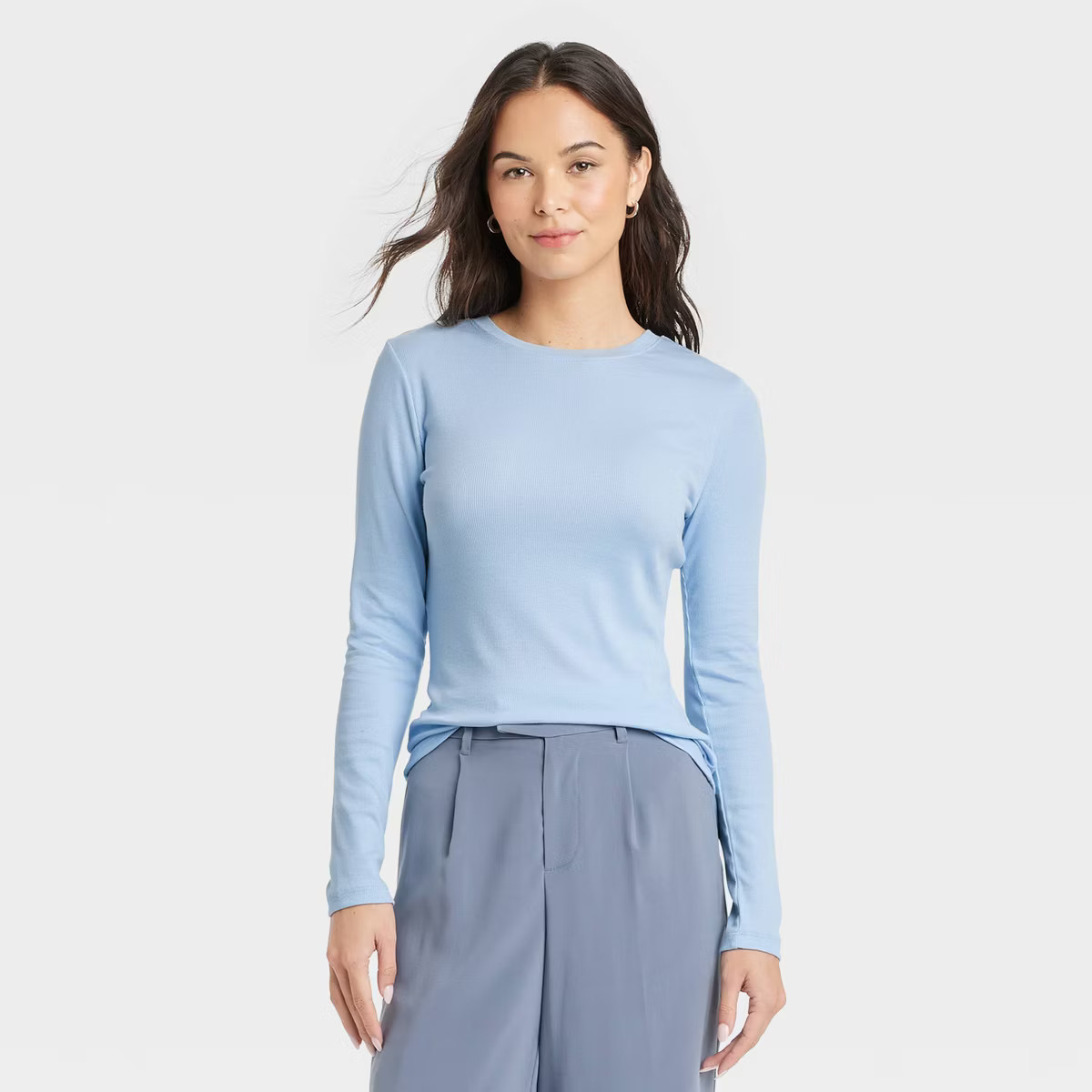Women's Long Sleeve Ribbed T-Shirt - A New Day™ | Target