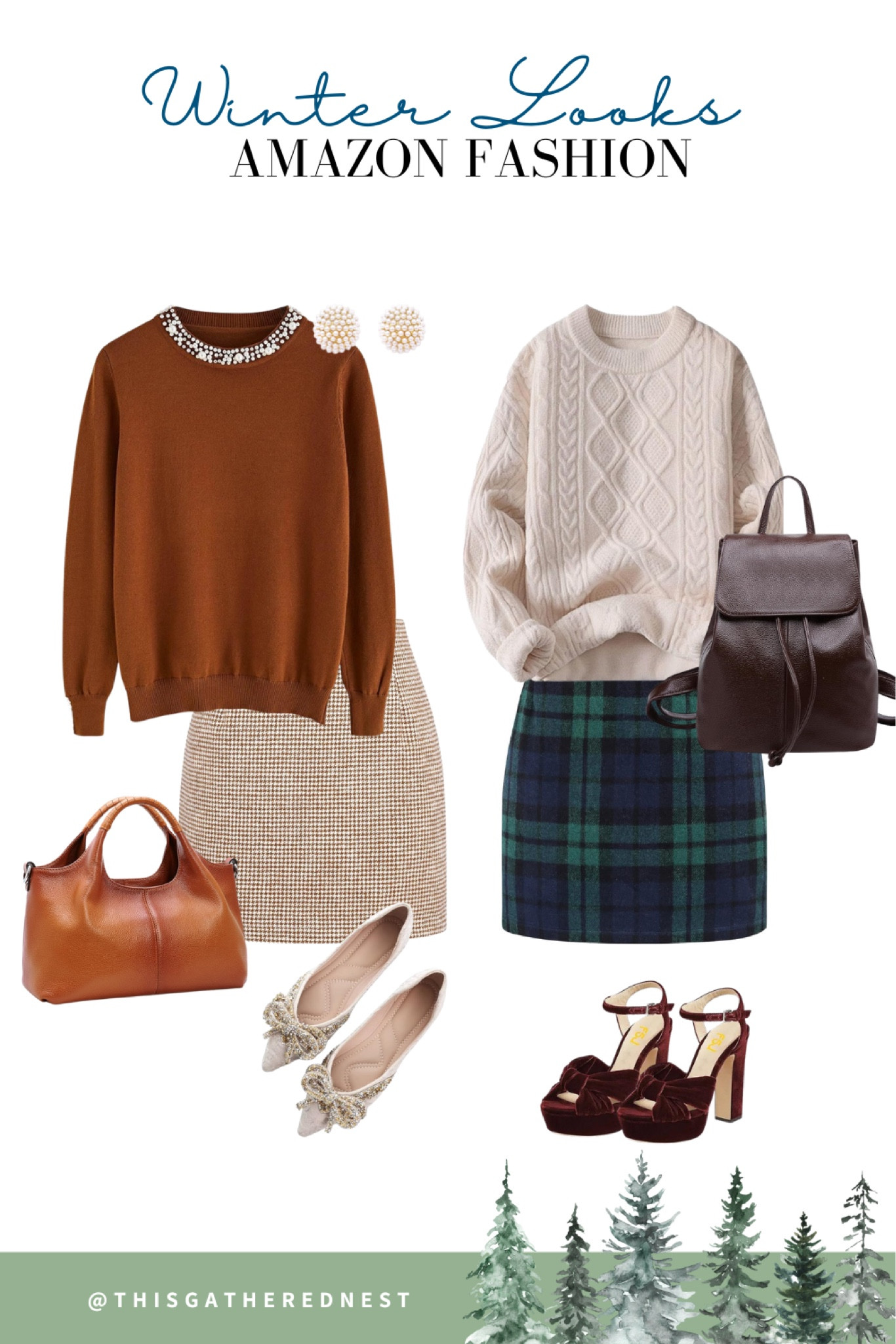 Amazon Fashion winter looks! Dress it up or dress it down! easy peasy! 
I have this skirt in both colors and love it! 

#LTKHoliday #LTKSeasonal #LTKover40