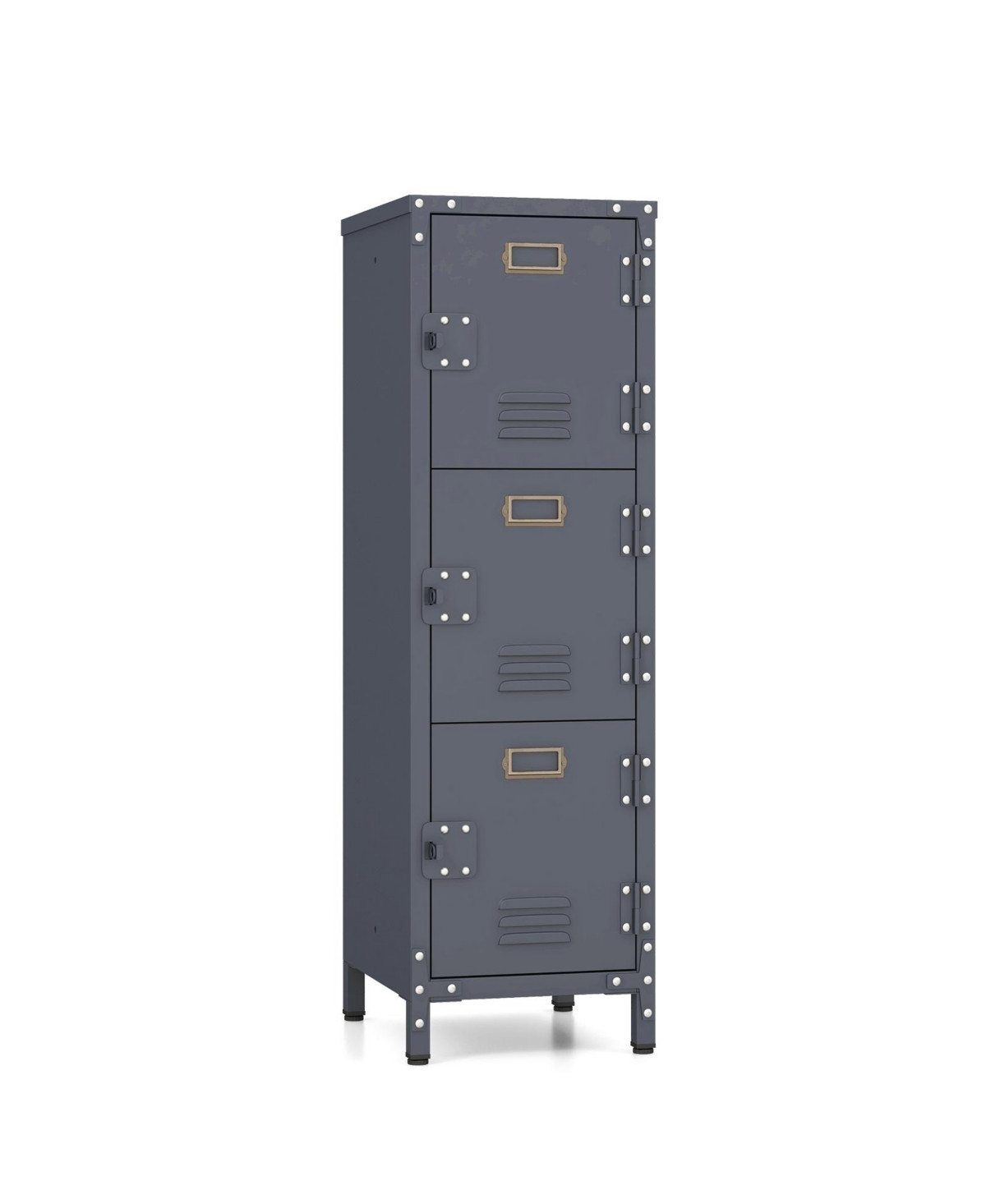 Gouun Metal Storage Locker with 3 Lockable Doors and Adjustable Feet - Dark grey | Macy's