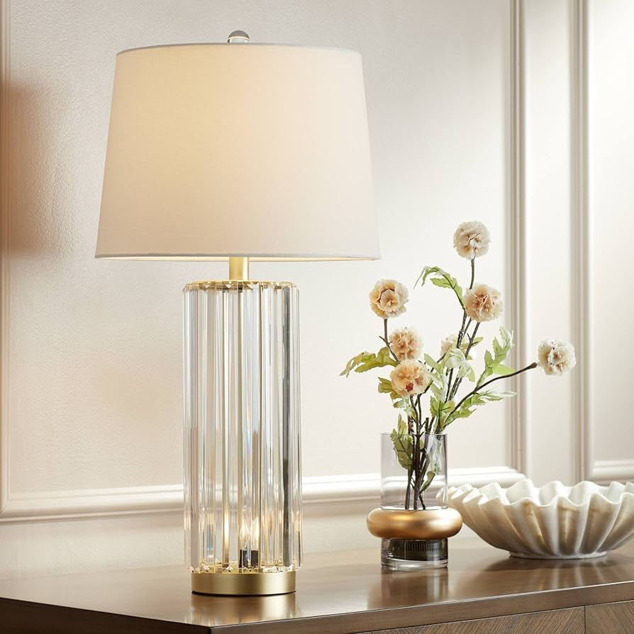 Regency Hill Rivera Traditional Table Lamp 27 3/4" Tall with Nightlight Gold Clear Glass LED White T | Amazon (US)