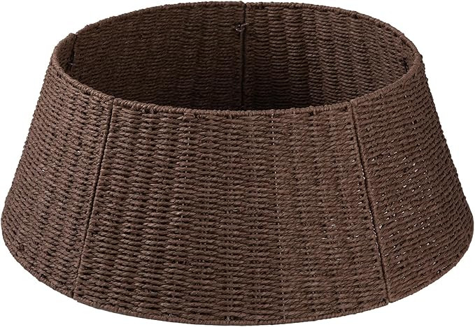 OIAHOMY Christmas Tree Collar, Wicker Holiday Tree Skirt & Stand Base Cover,Paper Rope Christmas ... | Amazon (US)