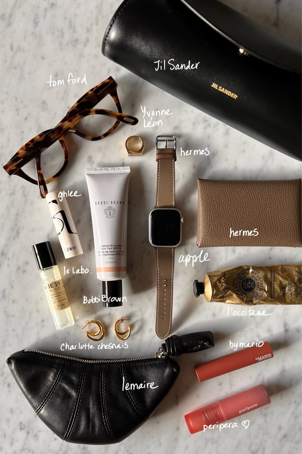 Current Faves: Jil Sander small Canolo bag, Lemaire coin purse, Hermes leather strap for Apple Watch, Bobbi Brown Skin Tint with SPF 15, Yvonne Léon fine jewelry  

#LTKitbag #LTKGiftGuide #LTKbeauty