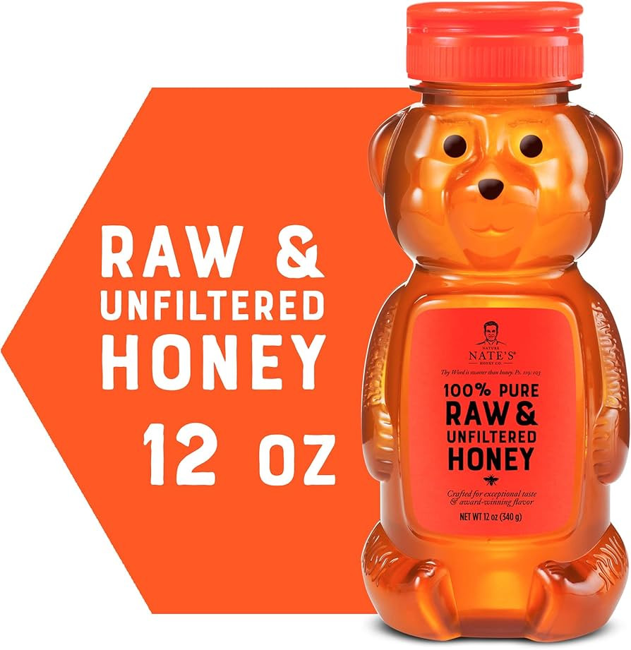 Nate's 100% Pure, Raw & Unfiltered Honey - Award-Winning Taste, 12oz. Honey Bear Bottle | Amazon (US)