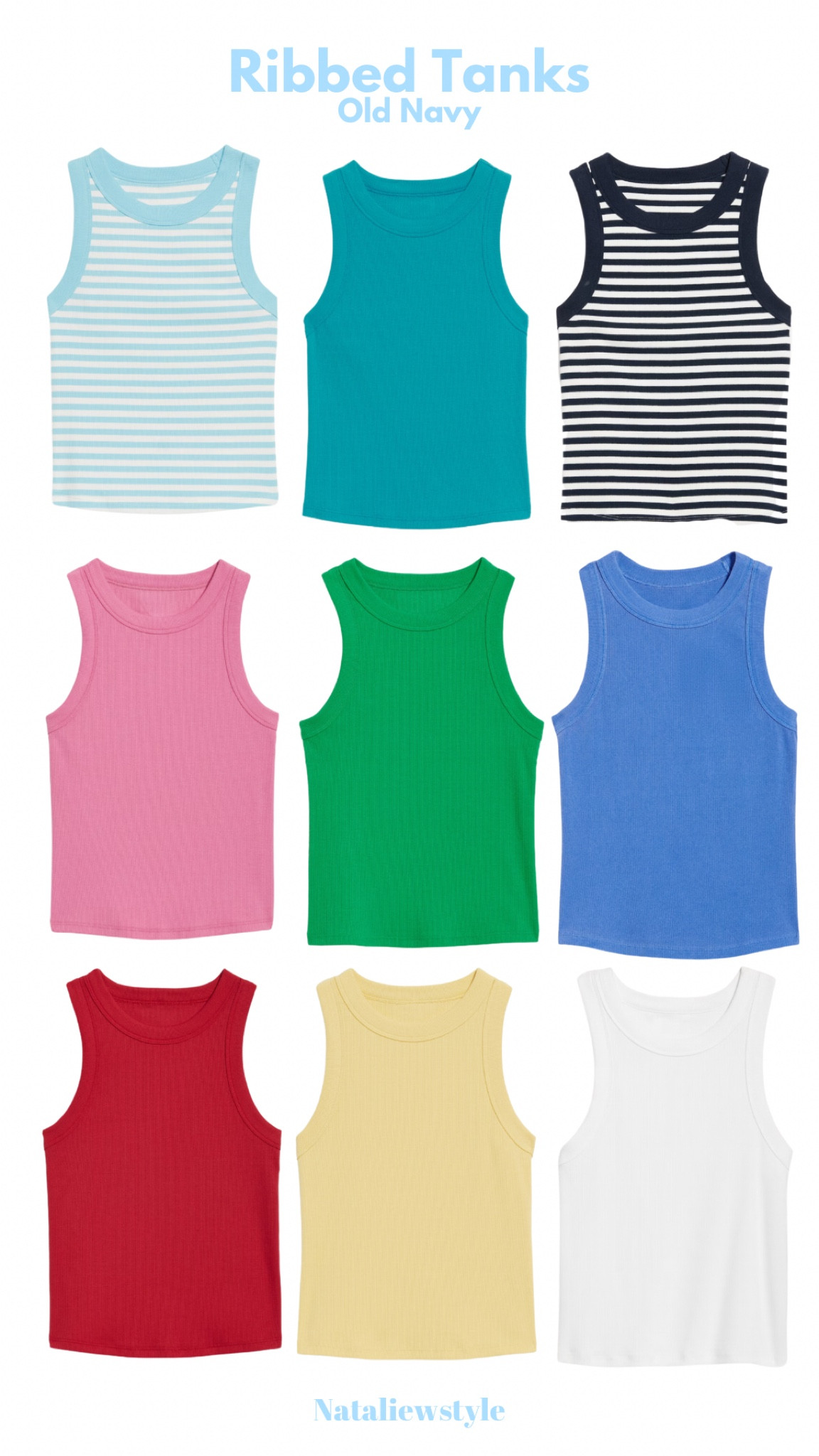 THE BEST ribbed tanks from Old Navy
So comfy and the best basic
I love to workout in them or just for everyday with shorts 
I wear a size XS but could wear a size small for a less fitted look
The stripe ones I wear a size small in they ran a little smaller 🩵🤍🩷💛


#LTKsalealert #LTKstyletip #LTKfindsunder50
