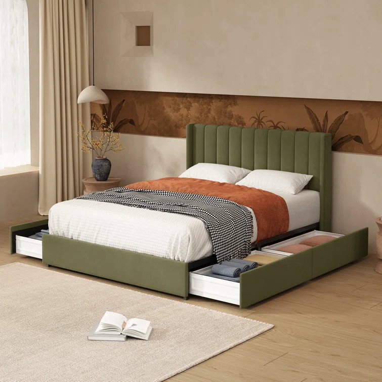Jeilyn Upholstered Platform Drawer Storage Bed | Wayfair North America