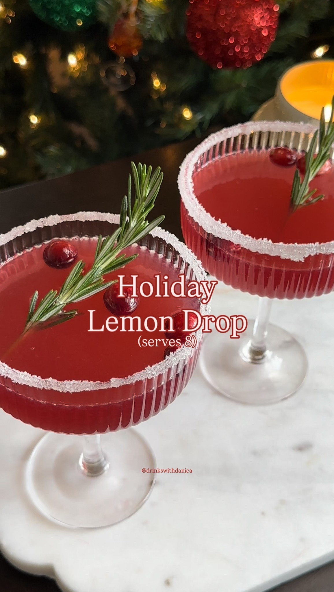 Holiday Lemon Drop

Follow me on Instagram and TikTok @drinkswithdanica for this recipe and more. Full recipe is also on www.drinkswithdanica.com