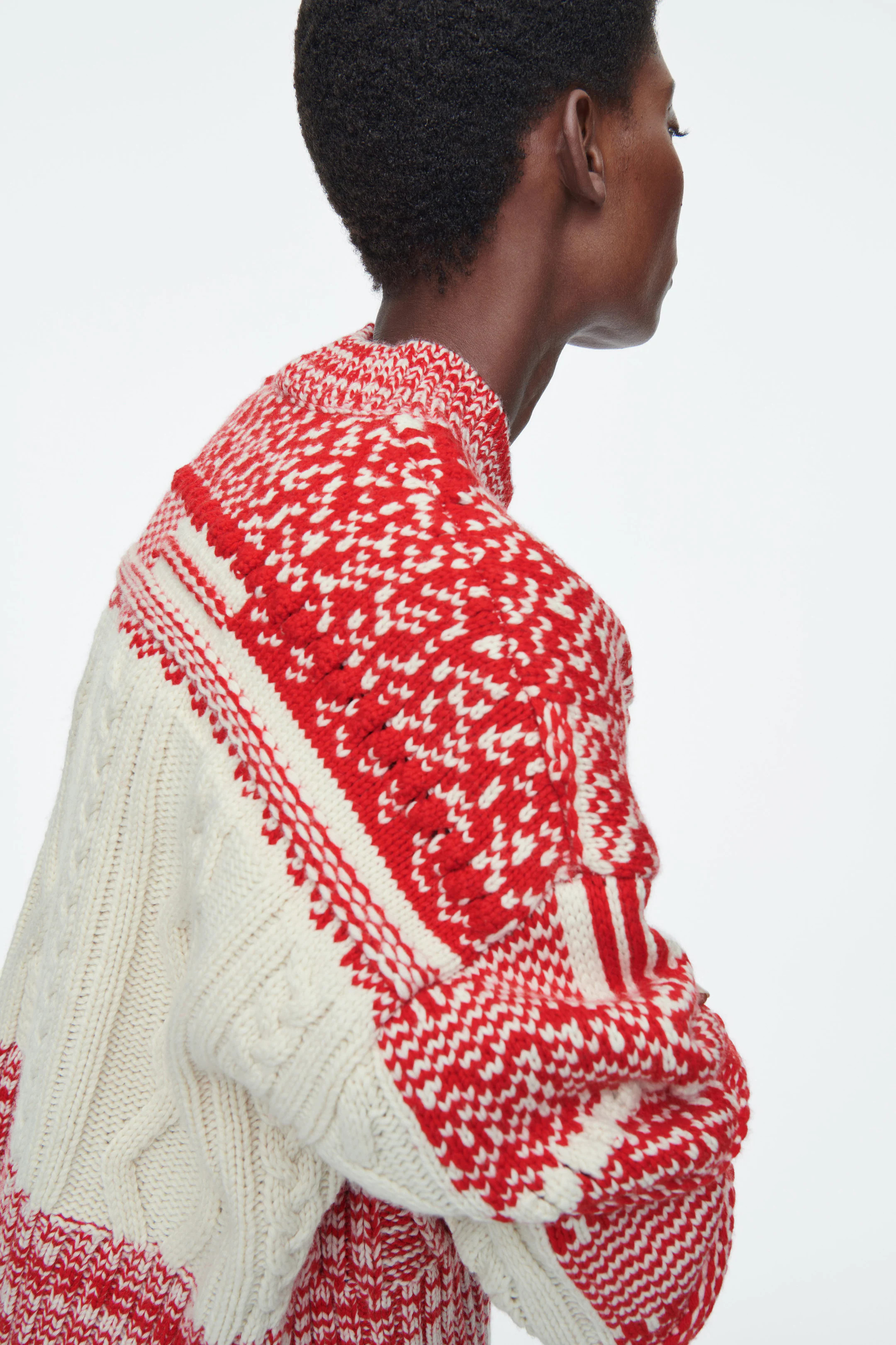 FAIR ISLE MERINO WOOL JUMPER - RED / CREAM | COS (EU)