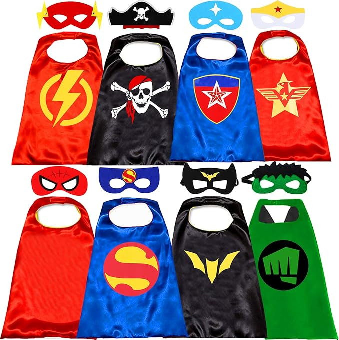 Superhero Capes and Masks for Halloween Cosplay Double Side Toy For Kids Best Gifts Yellow | Amazon (US)
