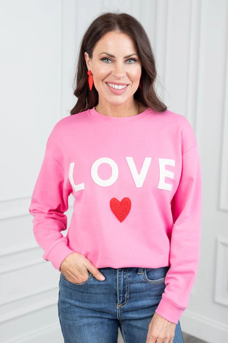 LOVE Sweatshirt - Women's Pink Crewneck Sweatshirt | Avara