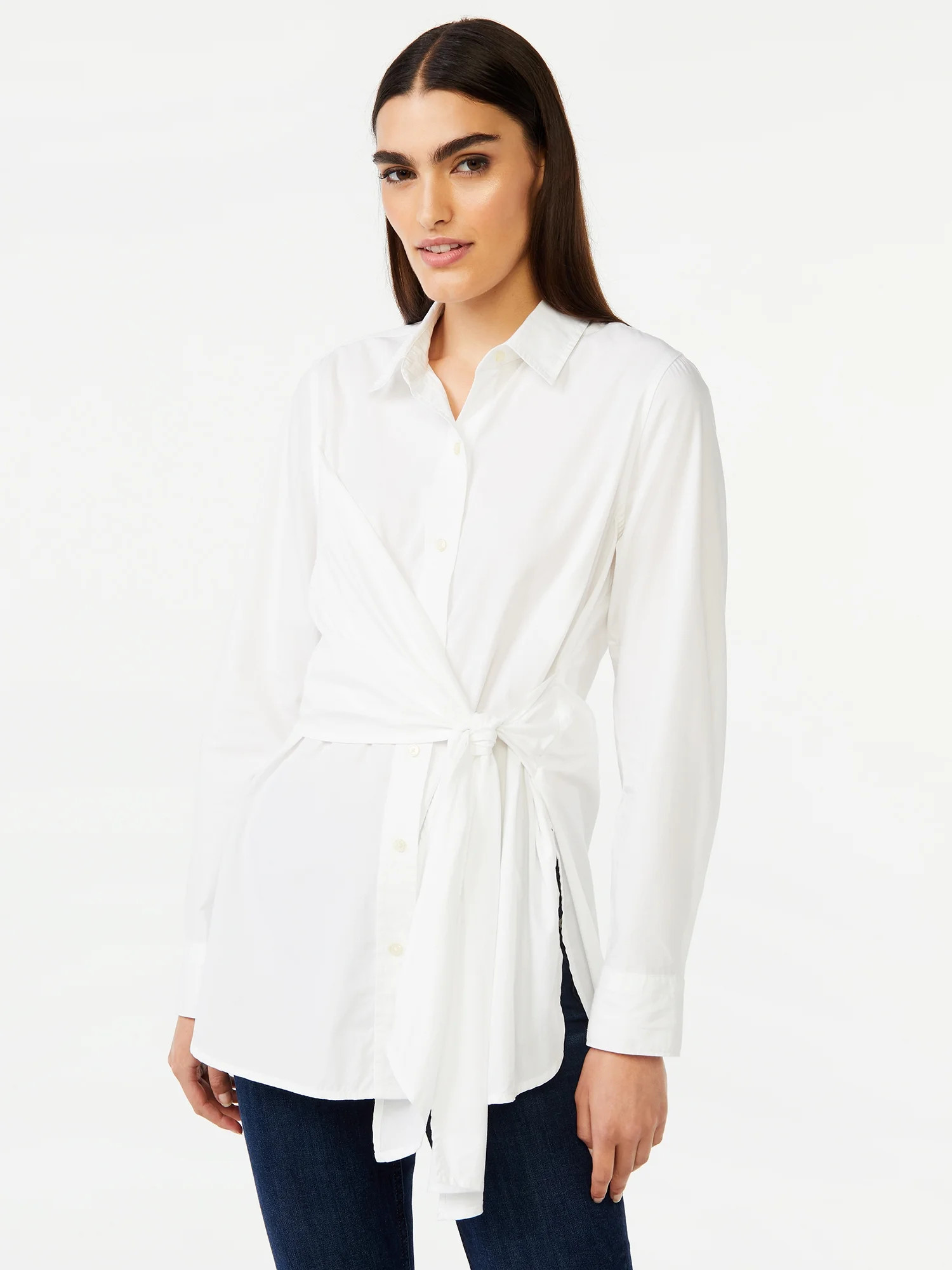 Free Assembly Women's Button-Down Wrap Tunic Top - Walmart.com | Walmart (US)