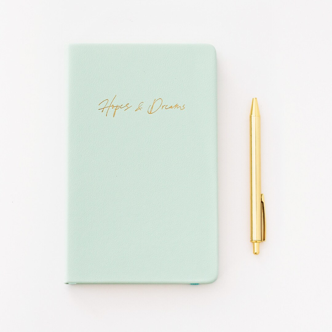 Mint Green Hopes & Dreams Notebook Journal, Quote Notebook, Faux Leather Journal, Leather Noteboo... | Etsy (US)
