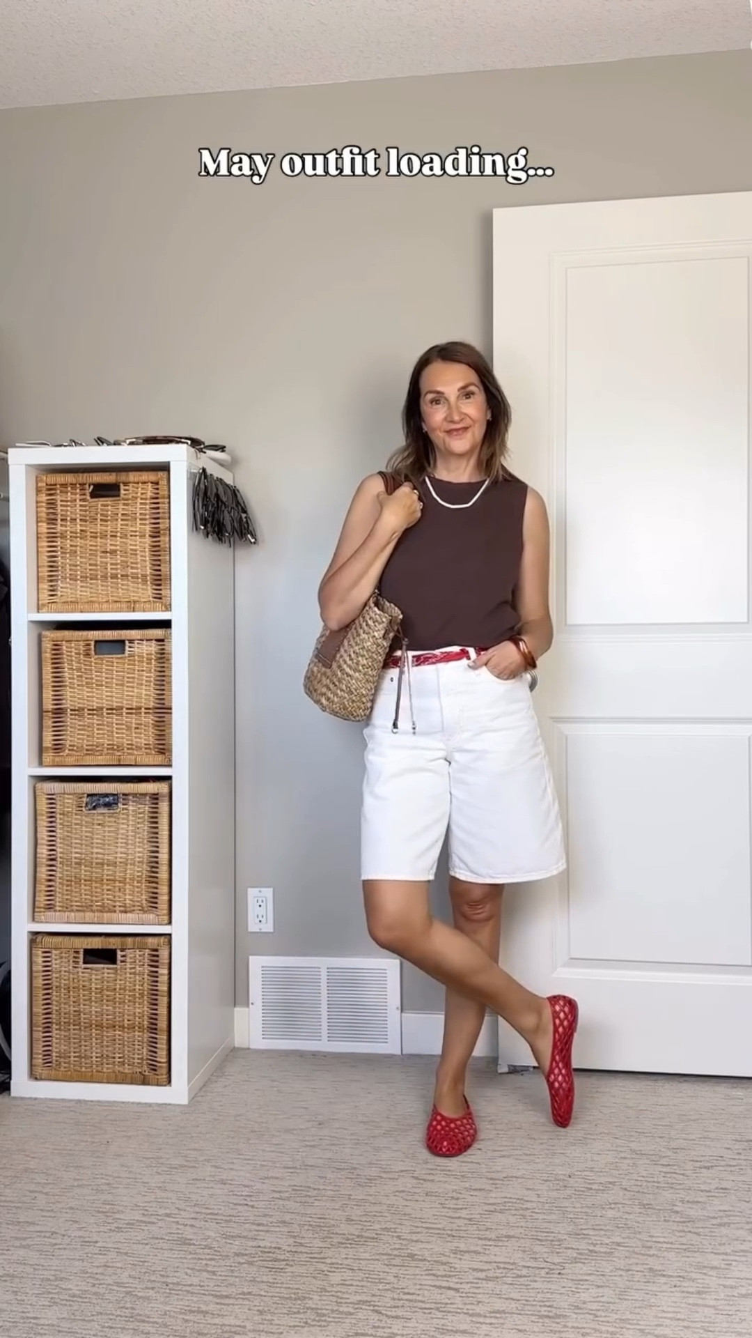 Finally shorts weather! These Bermuda shorts are a fave from last summer and I just got this knit tank that’s on sale, comes in tons of colors and did NOT shrink! (See stories for context, will post an update shortly). Comment “link” for details.

May outfit, Bermuda shorts outfit, summer outfit, summer 2026 outfit, how to wear Bermuda shorts, what to wear for summer 2026