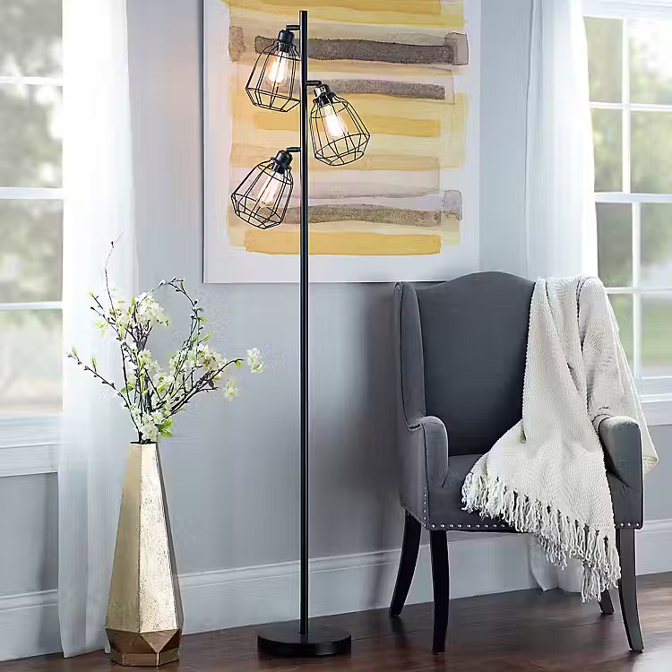 Black Caged Filament Floor Lamp | Kirkland's Home