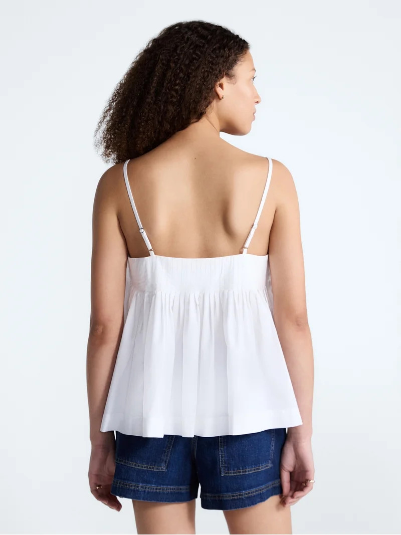Free Assembly Women's Cotton Pintuck Sleeveless Top, Sizes XS-XXL | Walmart (US)