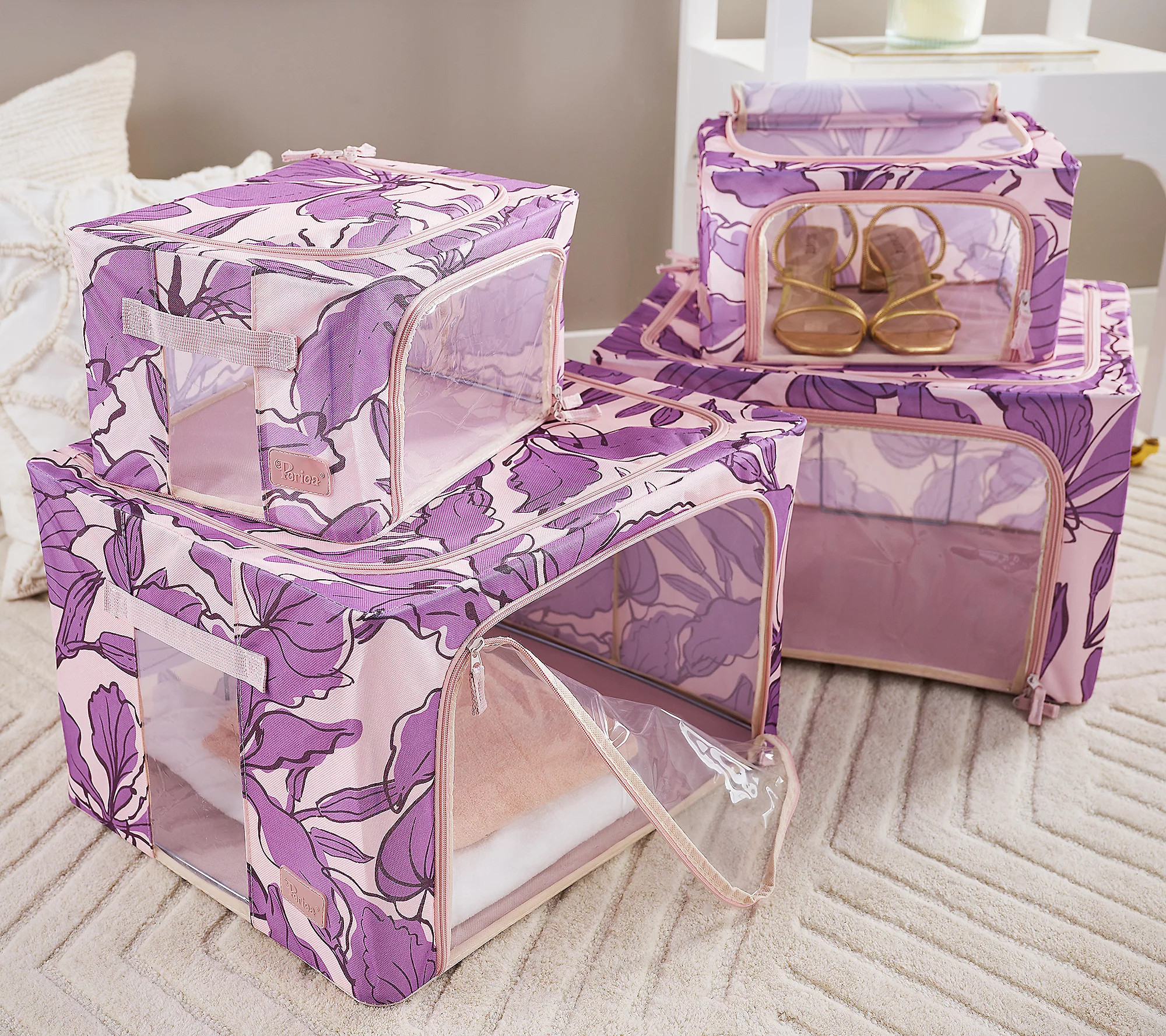 As Is Periea Set of 4 (2) Classic,(2) x-Small Storage Bins | QVC