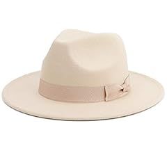 Besoogii Classic Wide Brim Women Men Fedora Hat with Belt Buckle Felt Panama Hat | Amazon (US)