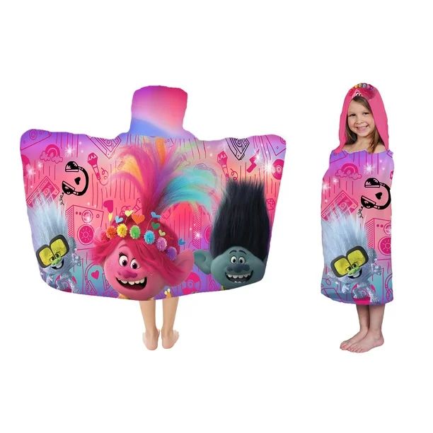 Trolls World Tour Kids Bath and Beach Hooded Towel Wrap, 100% Cotton | Walmart (US)