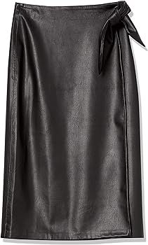 Amazon.com: The Drop Women's Manon Faux Leather Wrap OR button front Midi Skirt, Camel, M : Cloth... | Amazon (US)