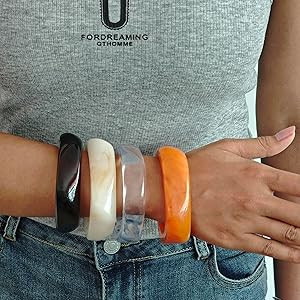 3Pcs Chunky Acrylic Bracelets for Women Large Square Chunky Acrylic Resin Bangle Bracelets Set Je... | Amazon (US)