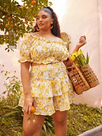 Edwina Ruffle Eyelet Shorts - Fashion To Figure | Fashion To Figure