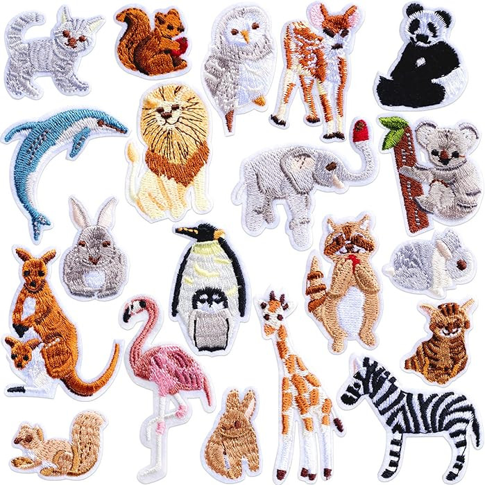 PAGOW 20PCS Animals Embroidered Patches, Zoo Animals Iron on Patches, Cute Embroidered Panda Gira... | Amazon (US)