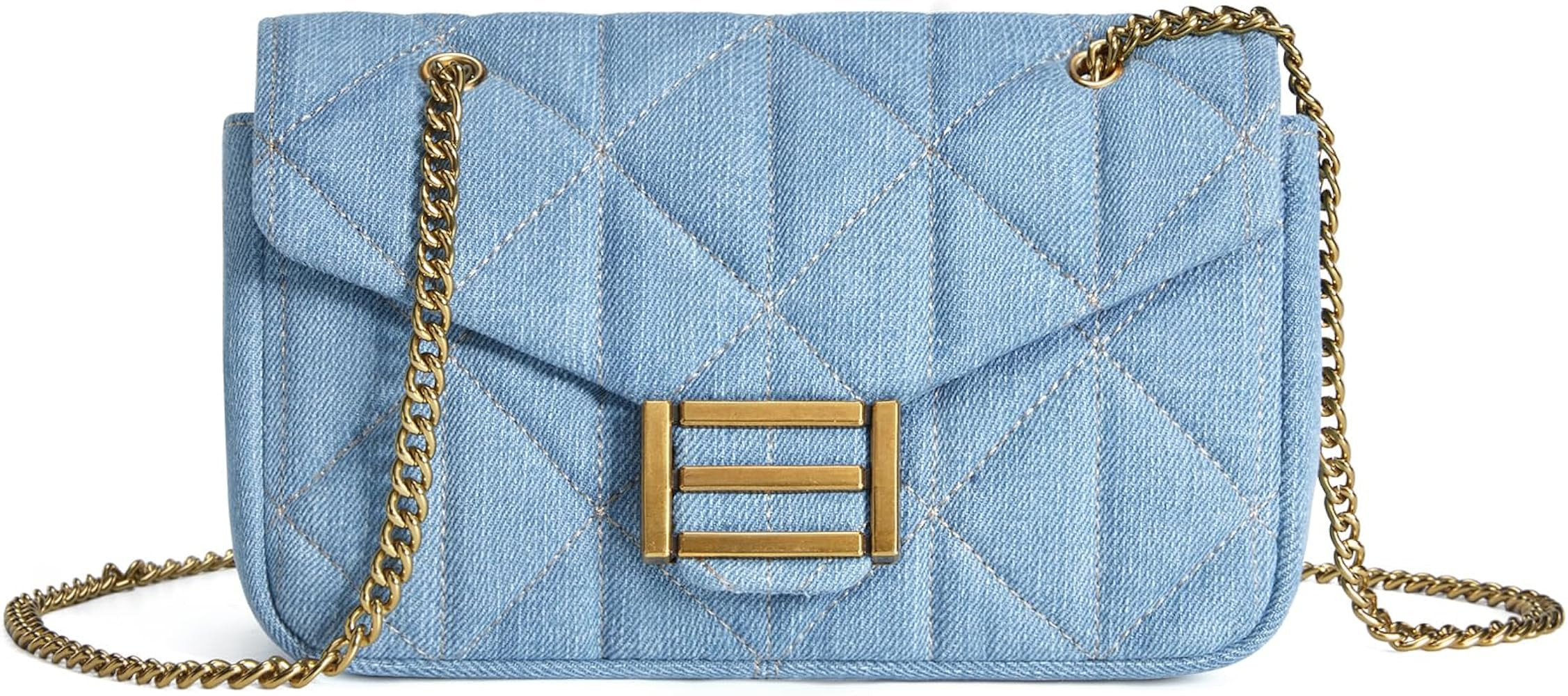 Missnine Denim Purse Quilted Crossbody Bag for Women Jean Purses Small Shoulder Handbag with Chai... | Amazon (US)