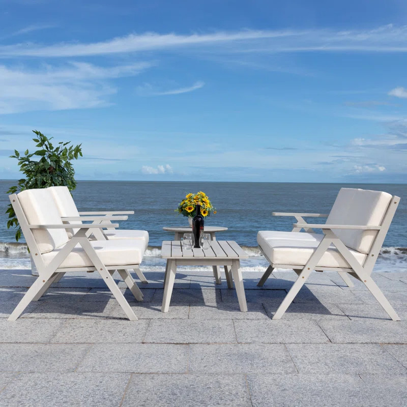 Hackett Solid Wood 4 - Person Seating Group with Cushions | Wayfair North America