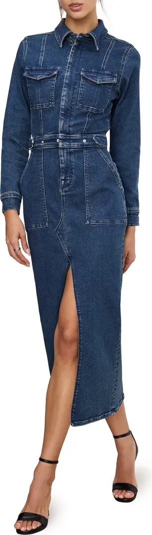 Good American Fit for Success Long Sleeve Midi Denim Shirtdress | Nordstrom | Nordstrom
