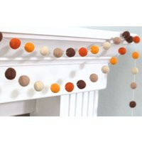 Fall Felt Ball Garland Brown Orange Thanksgiving Autumn 1 (2.5 cm) Wool Felt Balls | Etsy (US)