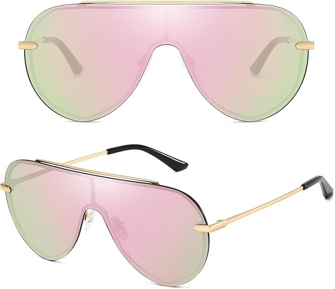 Chic Oversized Shield Sunglasses Womens Trendy, Designer Stylish UV Protection Sun Glasses Large ... | Amazon (US)