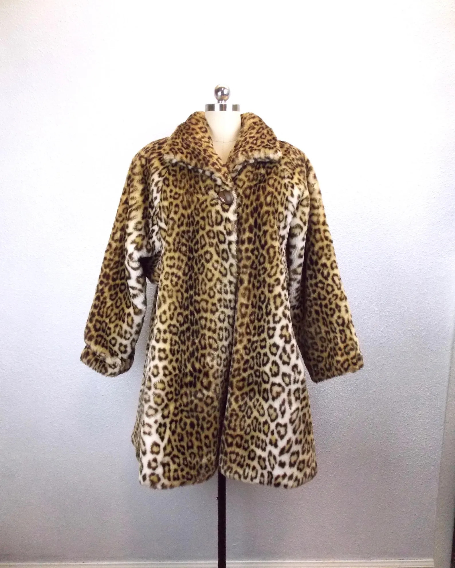Vintage Faux Leopard Fur Coat - Etsy | Etsy (US)