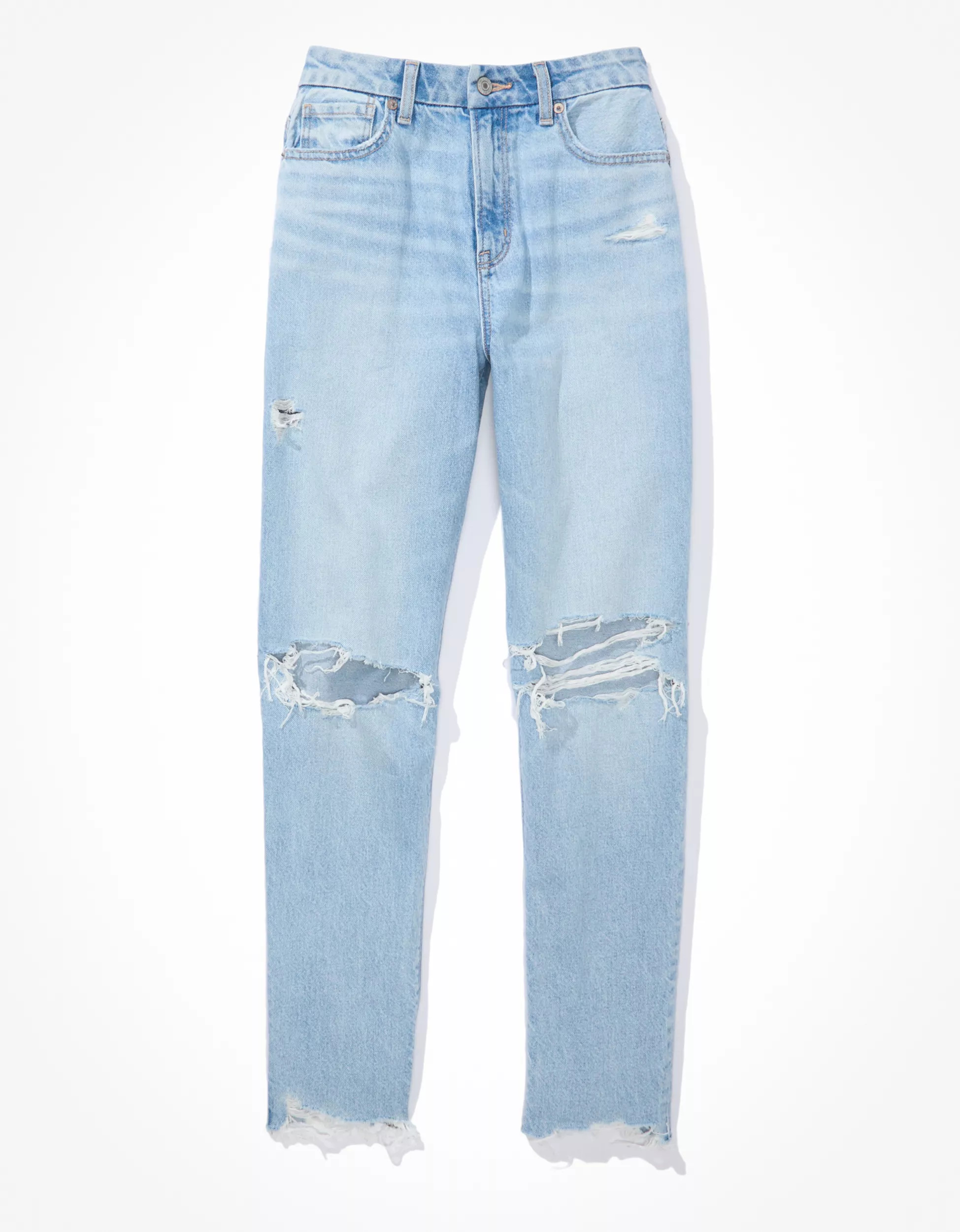 AE Strigid Curvy Ripped Mom Jean | American Eagle Outfitters (US & CA)