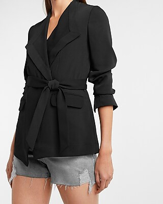 Belted Draped Blazer | Express