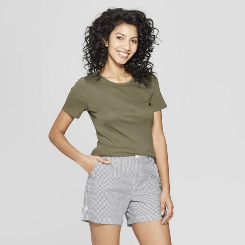 Women's Fitted Short Sleeve Crew T-Shirt - A New Day™ | Target
