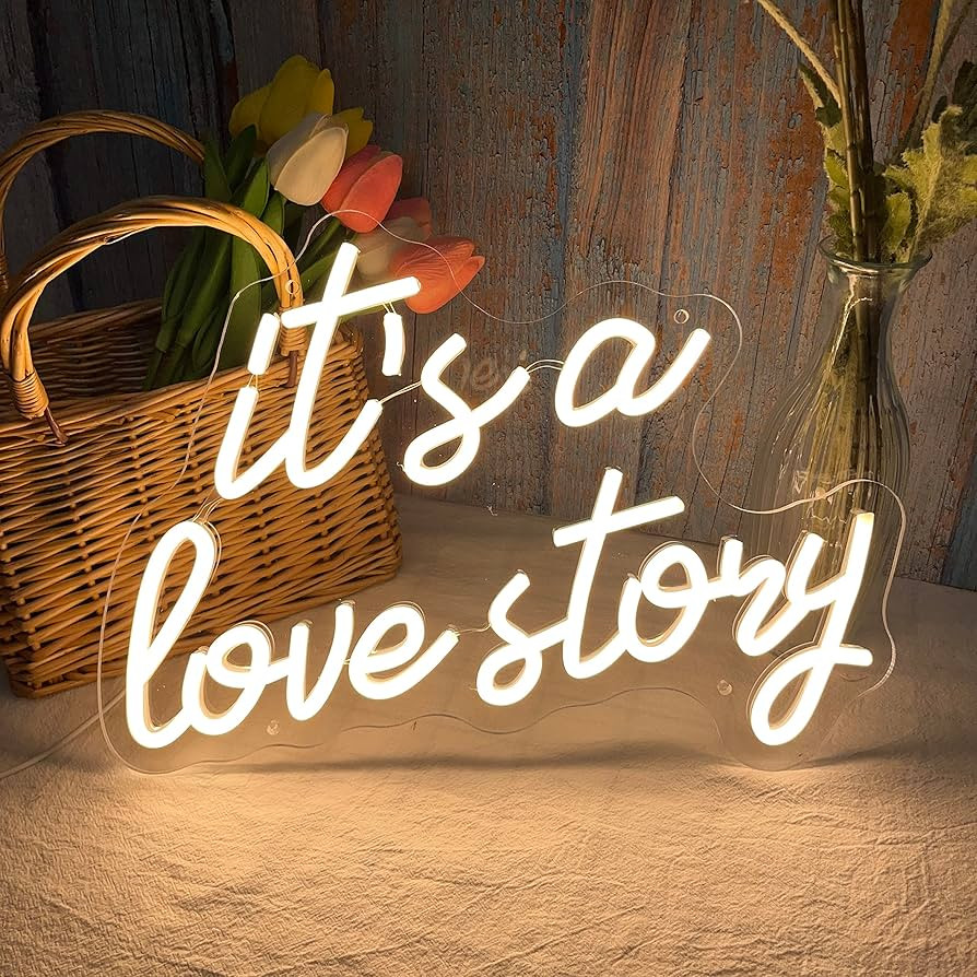 Its a Love Story Neon Sign, white USB Led Light Up Signs for Bedroom Aesthetic Birthday Wedding P... | Amazon (US)