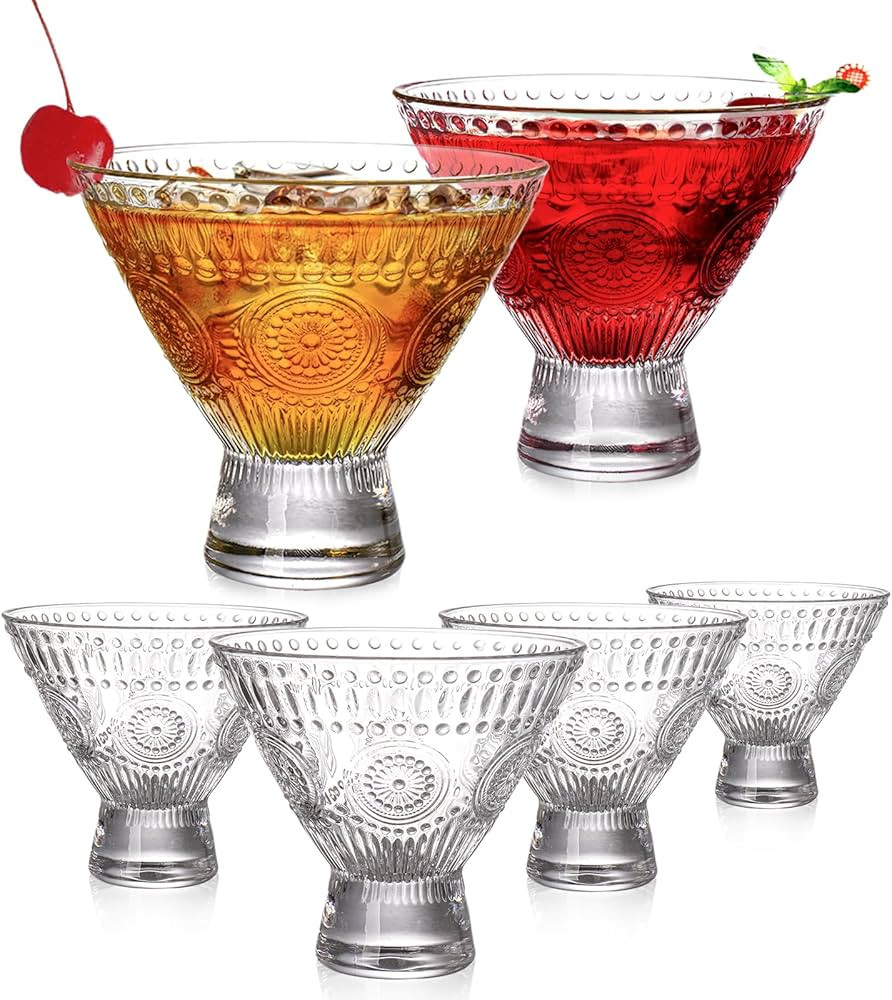 Kingrol 6 Pack Stemless Martini Glasses, Cocktail Glasses, 8 oz Glass Dessert Bowls, Mini Trifle ... | Amazon (US)
