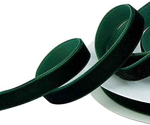 JKWAY Vintage Velvet Crushed Ribbon, 3/8 inch x 25 Yard Spool, Hunter Green #165 Hunter Green | Amazon (US)