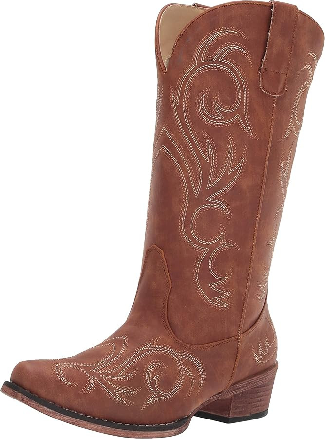 ROPER Womens Riley Round Toe Casual Boots Mid Calf Low Heel 1-2" - Black | Amazon (US)